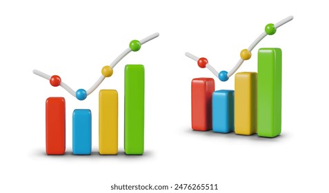 Color bar chart in realistic style. Vector illustration for concepts of statistics, analysis