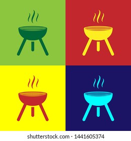 Color Barbecue grill icon isolated on color backgrounds. BBQ grill party. Vector Illustration