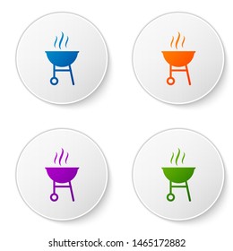 Color Barbecue grill icon isolated on white background. BBQ grill party. Set icons in circle buttons. Vector Illustration