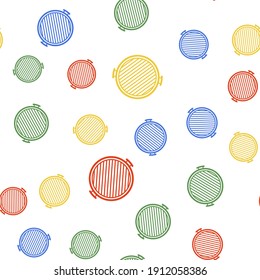 Color Barbecue grill icon isolated seamless pattern on white background. Top view of BBQ grill. Vector.