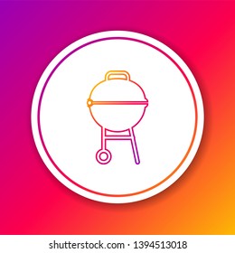 Color Barbecue grill line icon isolated on color background. BBQ grill party. Circle white button. Vector Illustration