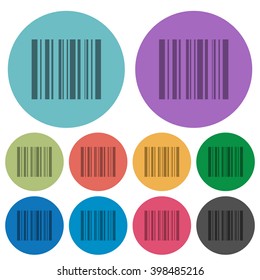 Color barcode flat icon set on round background.