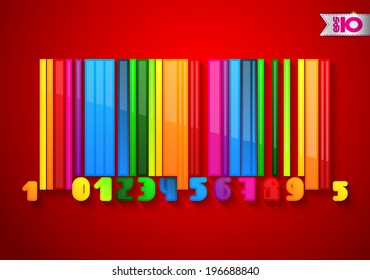 Color barcode on a red background