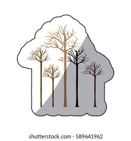 color bare oak trees icon, vector illustraction design image