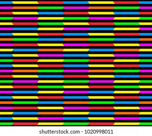 Color bars geometry on a black background. Stripe Pattern. 