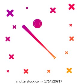 Color Baseball ball and bat icon isolated on white background. Gradient random dynamic shapes. Vector Illustration