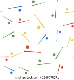 Color Baseball ball and bat icon isolated seamless pattern on white background. Vector.