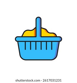 Color Basket icon isolated on white background. Happy Easter. Flat filled outline style with shadow. Vector