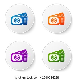 Color Basketball game ticket icon isolated on white background. Set icons in circle buttons. Vector Illustration