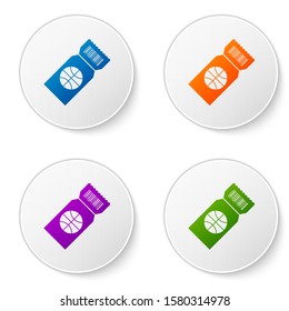 Color Basketball game ticket icon isolated on white background. Set icons in circle buttons. Vector Illustration