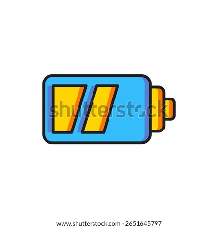 Color Battery for camera icon isolated on white background. Lightning bolt symbol. Flat filled outline style with shadow. Vector