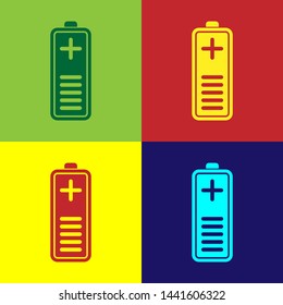 Color Battery charge level indicator icon isolated on color backgrounds. Vector Illustration