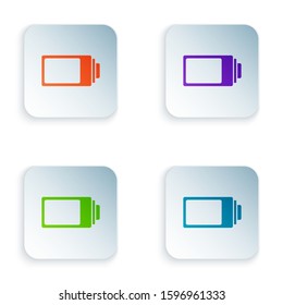 Color Battery charge level indicator icon isolated on white background. Set icons in square buttons. Vector Illustration