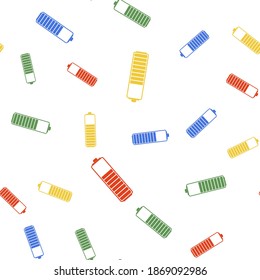 Color Battery charge level indicator icon isolated seamless pattern on white background. Vector.