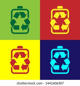 Color Battery with recycle symbol line icon isolated on color backgrounds. Battery with recycling symbol - renewable energy concept. Vector Illustration