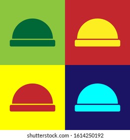 Color Beanie hat icon isolated on color background.  Vector Illustration