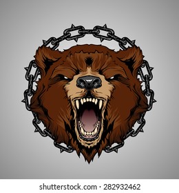 Color bear head with chains