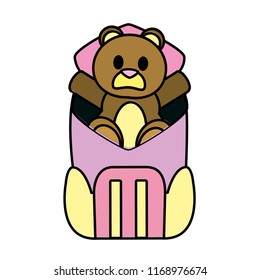 color bear teddy toy inside backpack style