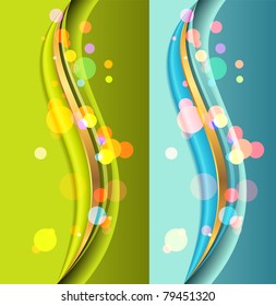 color beautiful background with wave and flowers
