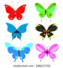 Simple Flying Butterfly Vector Set Icons Stock Vector (Royalty Free ...