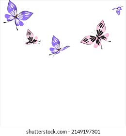 color beautiful butterflies, isolated on a white