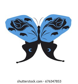 color beautiful butterflies, isolated on a white