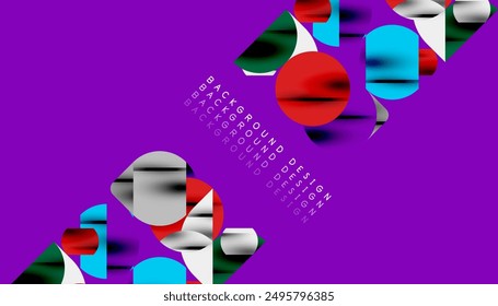 Color beautiful circles, semi circles, squares and round triangles. Geometric mosaic style pattern abstract background for wallpaper, banner, backdrop, card, book Illustration, landing page
