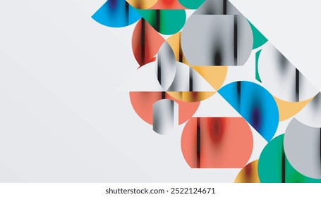 Colorir belos círculos, semicírculos, quadrados e triângulos redondos. Plano de fundo abstrato padrão de estilo mosaico geométrico para papel de parede, banner, plano de fundo, cartão, livro Ilustração, página inicial