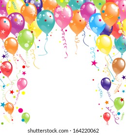 Color beautiful party balloons, vector illustration.