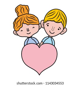color beauty couple with hairstyle and passion heart