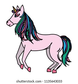color beauty unicorn with horn and nice hair
