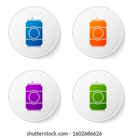 Color Beer can icon isolated on white background. Set icons in circle buttons. Vector Illustration