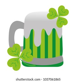 color beer glass beverage with clovers plants