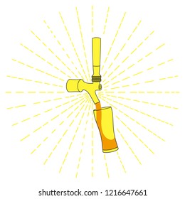 Color beer tap and beer glass icon. Vector illustration.