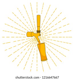 Color beer tap and beer glass icon. Vector illustration.