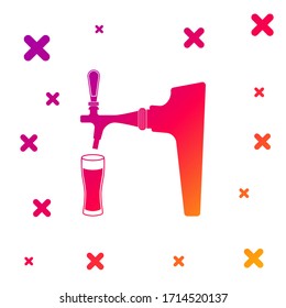 Color Beer tap with glass icon isolated on white background. Gradient random dynamic shapes. Vector Illustration