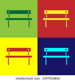 Color Bench icon isolated on color background.  Vector Illustration