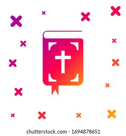 Color Bible book icon isolated on white background. Holy Bible book sign. Gradient random dynamic shapes. Vector Illustration