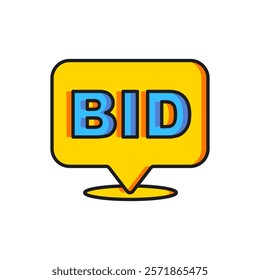 Color Bid icon isolated on white background. Auction bidding. Sale and buyers. Flat filled outline style with shadow. Vector