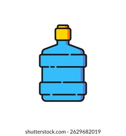 Color Big bottle with clean water icon isolated on white background. Plastic container for the cooler. Flat filled outline style with shadow. Vector