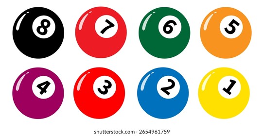 Color billiard balls set. Vector illustration