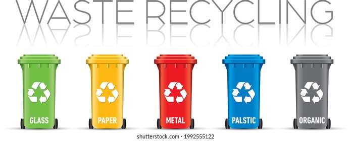 Residuos de basura de la papelera de color diferenciados