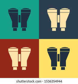 Color Binoculars icon isolated on color background. Find software sign. Spy equipment symbol. Vintage style drawing. Vector Illustration