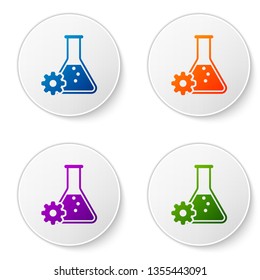 Color Bioengineering icon isolated on white background. Element of genetics and bioengineering icon. Biology, molecule, chemical icon. Set icons in circle buttons. Vector Illustration