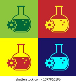 Color Bioengineering icon isolated on color backgrounds. Element of genetics and bioengineering icon. Biology, molecule, chemical icon. Vector Illustration