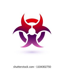 Color biohazard symbol with shadow, bacteriological threats sign, vector illustration