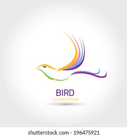 Color Bird abstract flying icon design template.  Success in your business. freedom and creative mind sign