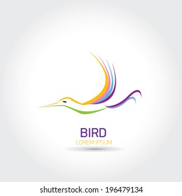 Color Bird abstract flying icon design template.  Success in your business. freedom and creative mind sign