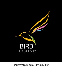 Color Bird abstract flying icon design template. Success in your business. freedom and creative mind sign