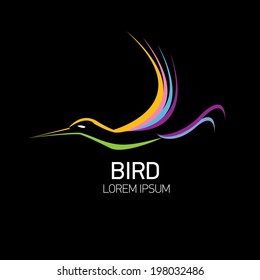 Color Bird abstract flying icon design template. Success in your business. freedom and creative mind sign